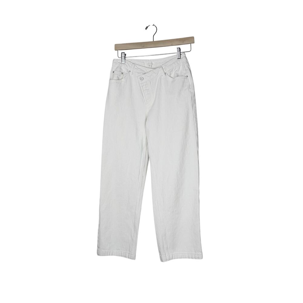 All Row White High Waisted Cropped Straight Jeans Size M